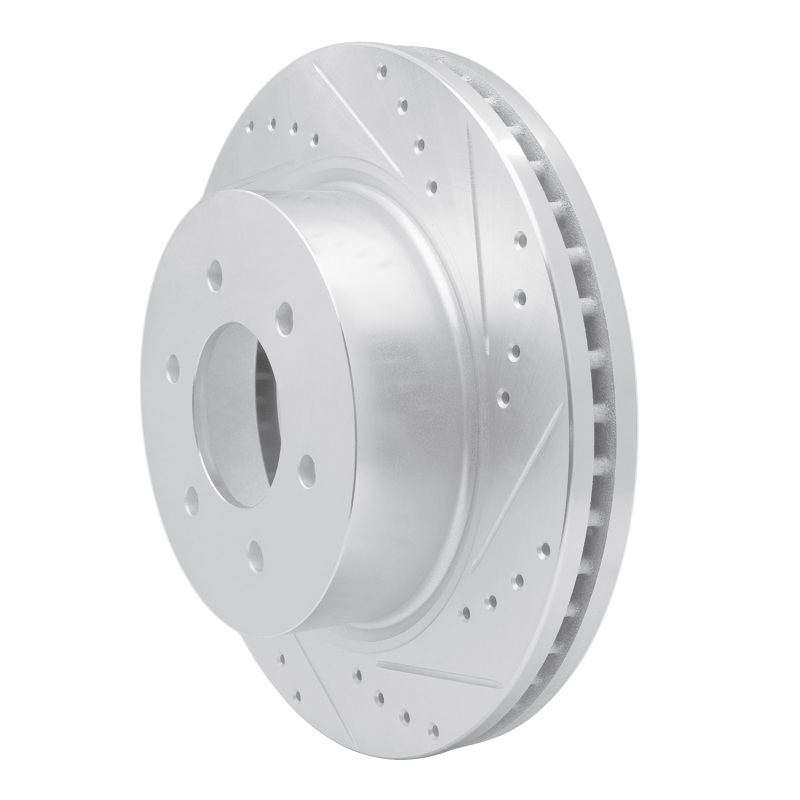 Nissan Titan XD Brake Rotor (1) - Front Right - R1 Concepts - Drilled & Slotted - Silver - `16-`24